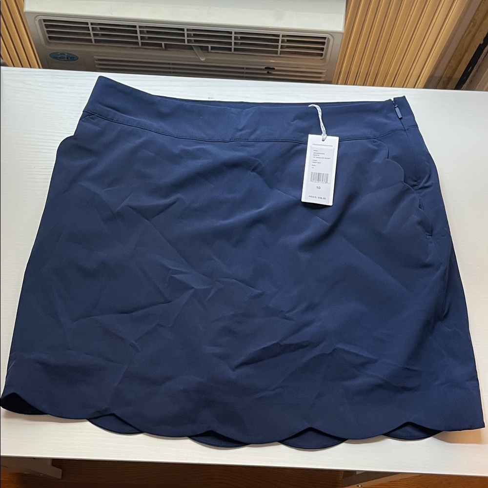 Vineyard Vines Navy Mini Skirt with Scalloped Hem